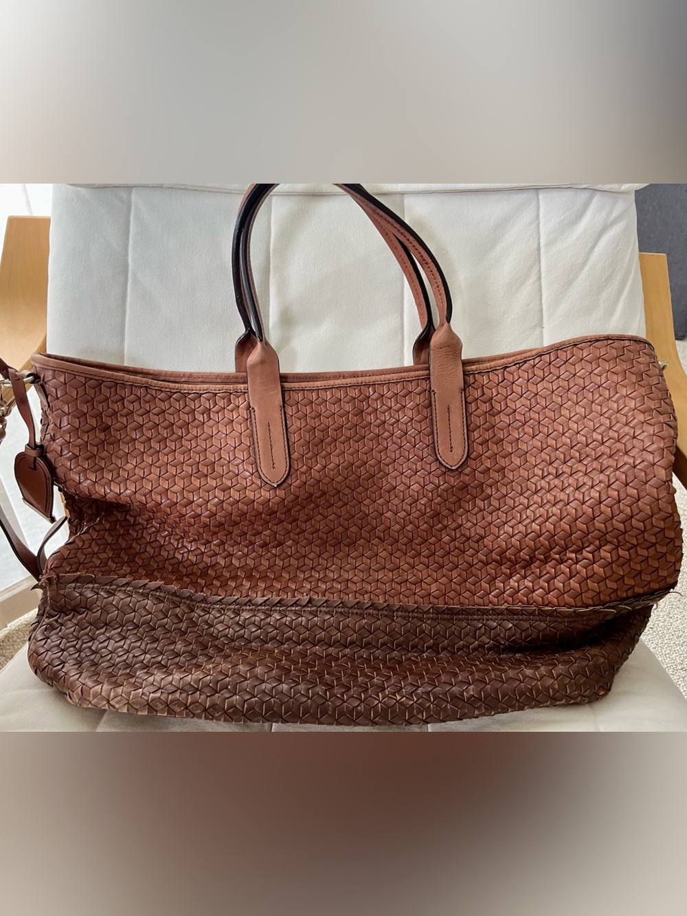 Cole Haan Woven Leather Tote Bag in Brown